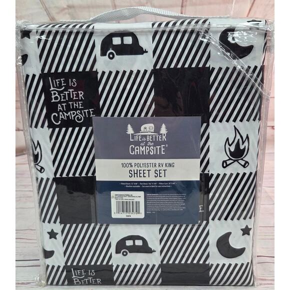 Camco Life is Better at The Campsite Camper/RV King Buffalo Plaid Black/White - Picture 2 of 5